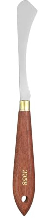 QUARKZMAN Couteaux à Peinture Outil Peinture 3.74 x 0.79 Rouge/Argent | Lame En Acier Inoxydable En Forme larme, Spatule Couteaux à Peinture Avec Trou Manche En Bois Hêtre, 8.27 Longueur