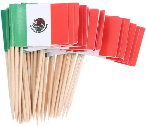 LIFKOME 100 Piezas Palillos de Frutas con Bandera de México para Decoración de Tartas y Cócteles Fiestas Palillos Diseño Único y