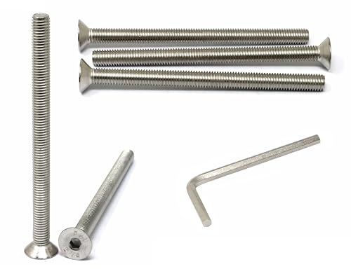 iexcell Juego de 5 tornillos M10 x 140 mm, paso de rosca de 1,5 mm, acero inoxidable 304, cabeza plana, tornillos de cabeza plana