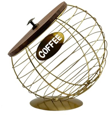 Qkbuza Porta cialde da caffè, grande capacità, con organizzatore di coperchio, stazione per cialde di caffè, per ufficio, decorazione, festa, bar, frutta, banana, pera