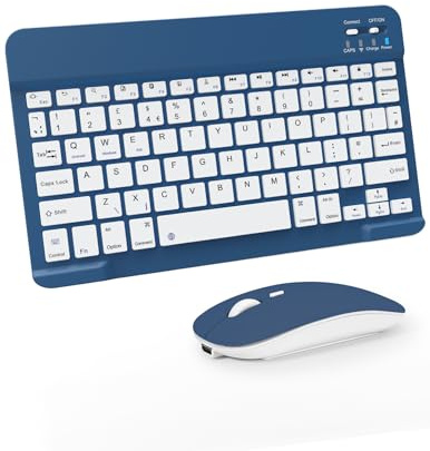 LAMA Clavier et souris sans fil pour iPad, Windows et Android, disposition britannique | LAMA Clavier et souris sans fil, rechargeable, fin, universel, clavier Bluetooth pour iPad/Android/Windows