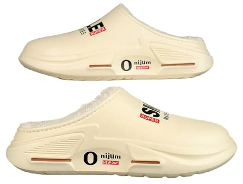 Gyios Tofflor i minnesskum vinter herr varm bomull utomhus inomhus skor vattentät herr bekväma hem sovrum tofflor - beige brun-38-39