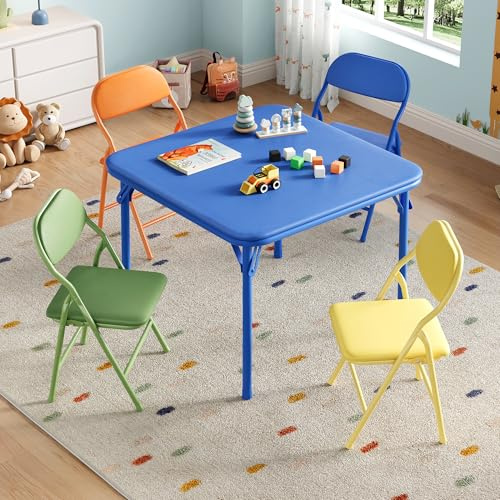 Aptliton 5-Piece Foldable Children's Activity Table & Chair Set, Lightweight Play Furniture for Toddlers with PU Leather Surface - Ideal for Dining, Crafts & Learning Activities