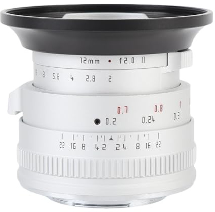 Fabater Objectif Fixe à Grande Ouverture F2.0 12 Mm APS-C pour Appareils Photo à Monture M4/3 pour G1 G2 G3 G5 G6 GF8 GF9 GH5 GH6, M1, M2 E-P1, E-P2, E-P3, Performance (Silver)