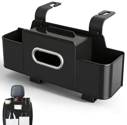 SXTDKMJ Auto Organizer Rücksitz, Multifunktionale Autositz Organizer Kopfstütze Becherhalter mit starken Haken für Tissue Getränke Oder Tassen Lagerung