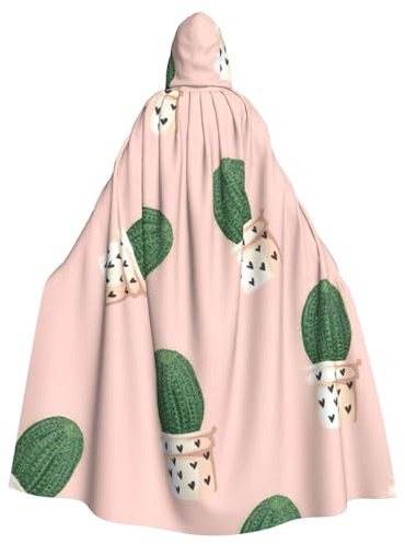 CKGODGF Cactus Print Carnival Costumes,Party Capes,Adult Hooded Capes,Witch Robes,Fashion Cloaks,Cosplay Robe