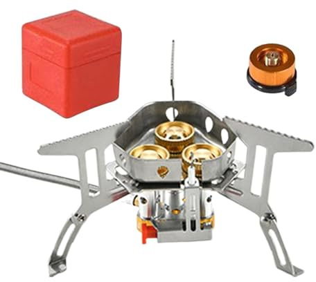 Portable Gas Stove - 12800W Foldable Camping Burner, Compact Outdoor Heater, Dual Connection Ports | Creatives Modern Design Travel Picnic Stove For Hiking Climbing Fishing BBQ Beach