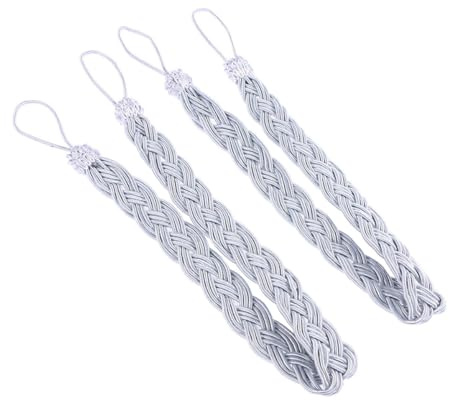 IMIKEYA 2 Alzapaños para Cortinas de Punto Trenzado en Terylene Plata