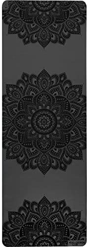 Yoga Design Lab | Esterilla Infinity | Textura y diseño Antideslizante para Alinear y apoyar su práctica. | Ecológica | Acolchada | Incluye Cinta! (Mandala Charcoal, 5mm)