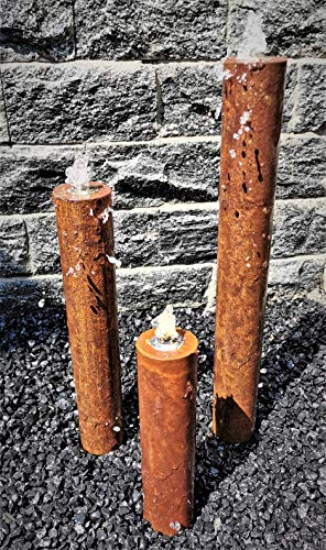 Jürgen Bocker Gartenambiente Säulenbrunnen Wasserspiel rund 3er-Set Cortenstahl Roststahl 80/60/40 x 10 cm ohne Becken