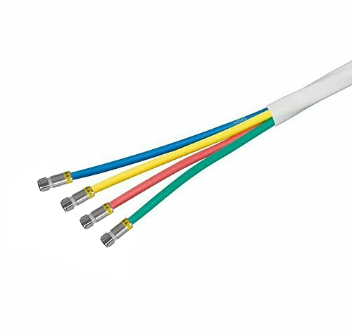 5m Quattro Quad SAT Antennenkabel, Koax-Antennenkabel, 4Fach DIGITAL Koaxial Kabel 4in1 für Digital, HD, T2, BK Anlagen, Weiß - 4X Cabelcon F-Kompressionssteckern
