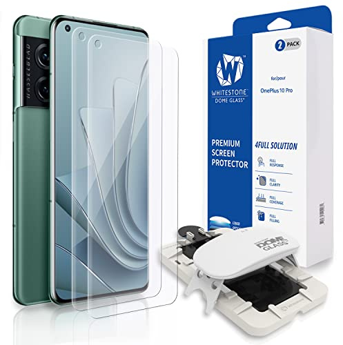 DOME GLASS [2PACK] Whitestone Screen Protector for OnePlus 10 Pro, Full Tempered Glass Shield with Liquid Dispersion Tech [Easy to Install Kit] Smart Phone Screen Guard - Two Pack