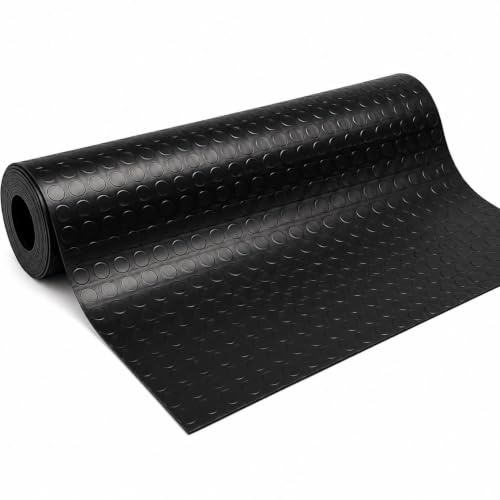 GBiancheria Pavimento Tappeto Bollato in PVC col. Nero Antiscivolo Flessibile e Resistente (1x6)