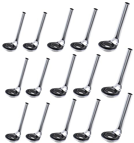 ECSiNG 15 x Angelschnur-Spinn-Führungs-Augenringe, Angelruten-Spitze, Reparatur-Set, Angelrutenführung, verschiedene Größen, Spitzen, Angelzubehör für Salzwasser, Süßwasser, Silber