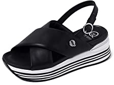 QUEEN HELENA Casual High Plateau Sports Band Platform Sandaler X28-200, Svart, 38 EU