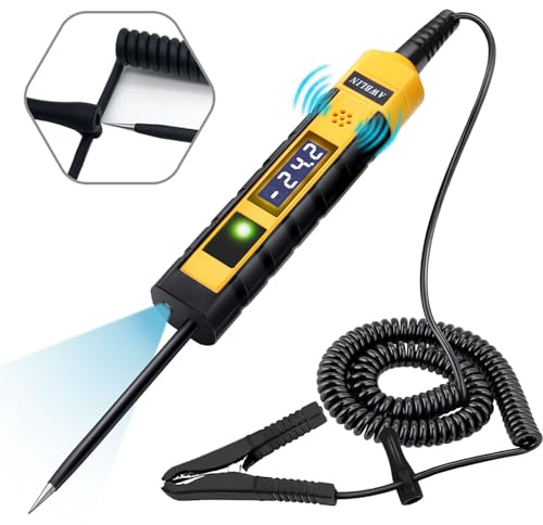AWBLIN 4-75V DC Automotive Test Light, LCD Digital Light Tester with Voltmeter, Heavy Duty Circuit Tester with Polarity Indicate and Illuminating Lights, Fuse Voltage Tester Auto Electrical Tool