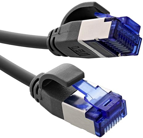 InLine 74925S Câble réseau 25 m, S/FTP, TPE (LSZH), Câble Patch Cat.6A RJ45, 500 MHz, slim, Gigabit LAN, réseau, Ethernet, cuivre, PoE, noir