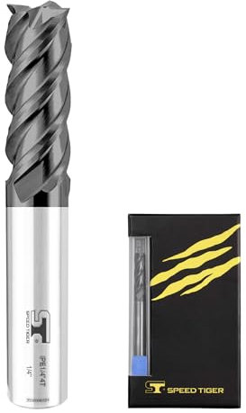 SPEED TIGER Micrograin Carbide Square 45° Helix End Mill - 4 Flute - IPE1/4 4T (5 Pieces, 1/4) - for Milling Alloy Steels, Hardened Steel, Metal & More – Mill Bits Sets for DIYers & Professionals