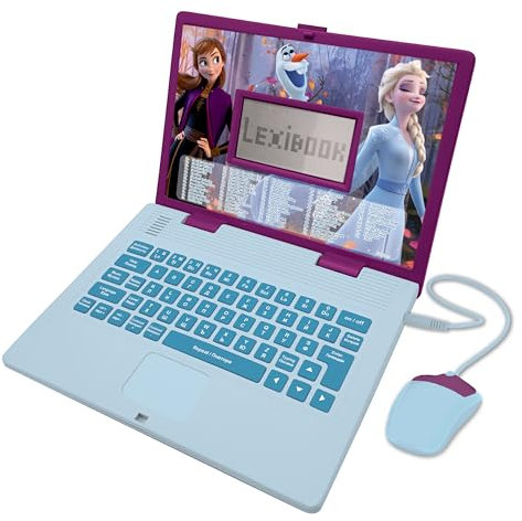 LEXIBOOK, Frozen, Bilingual Bulgarian/English educational computer, Toy for children with 124 language, writing, maths, logic, music activities and games, Blue/Purple, JC598FZi20