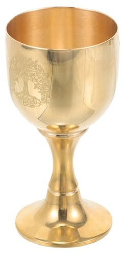 SUPBEI Cáliz, Cáliz de Latón Dorado, Cáliz de Altar, Cáliz de Oro, Comunión, Copa de Vino, árbol de La Vida, Copa Sagrada, Cáliz de Adoración para Ritual, Decoración Medieval Real