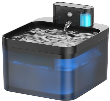VinDox Fuente para gatos inalámbrica de 2,2 L, con detector de movimiento, funciona con pilas, 2600 mAh, bomba silenciosa y filtro de carbón activo, 3 filtros de repuesto + 3 esponjas