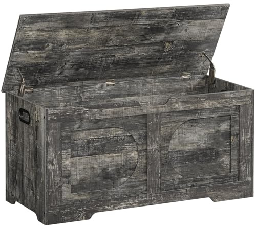 MAHANCRIS Storage Chest, 39.4” Toy Box, Entryway Storage Trunk, Shoe Bench with Storage, Engineered Wood Storage Cabinet with 2 Safety Hinges, Entrance Bench for Living Room, Vintage Gray SCRP2001
