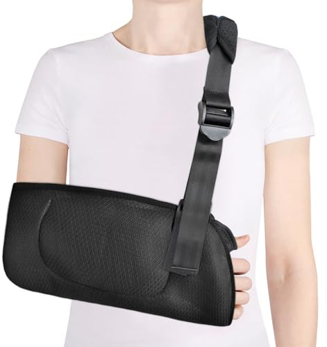 Mezeic Schulterschlinge, Armschlinge Schulter-Immobilizer Rotatorenmanschetten-Stützbandage für den linken oder rechten Arm, Verstellbare Armschlinge für Ellenbogen Handgelenk Verletzungen - M