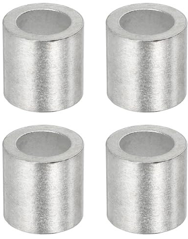 sourcing map 1/2(12mm) Aluminum Crimping Loop Sleeve, Wire Rope Stop Sleeve Round Crimp Ferrules for Wire Rope and Cable Ferrule, Silver 4Pcs
