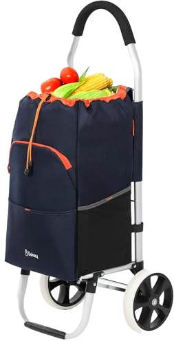 Eskey Boodschappentrolley met koelvak - Waterdicht - Opvouwbare Boodschappenwagen - Grote Wielen (Ocean Blue)