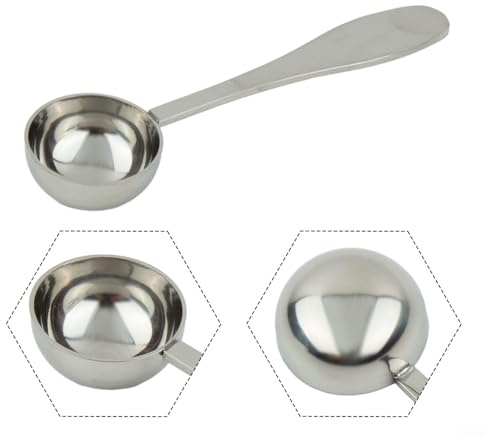 Honseadek Especias de cocina de acero inoxidable, 10 ml, cucharada para café, té, leche en polvo, cuchara medidora, herramientas de azúcar, apto para lavavajillas
