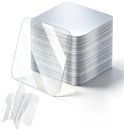 40 Piezas Almohadillas Adhesivas Nano Doble Cara 6x6cm, Transparentes Reutilizables Lavables, Sin Residuos para Hogar Cocina Oficina Fijación Alfombra Fotos