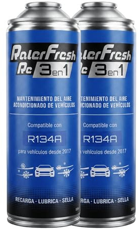 Ralerfresh RC 3 en 1 – Recarga de Aire acondicionado coche R134A hasta 2016 - Gas refrigerante, Sella fugas, lubricante (2 Botellas RC 3 en 1 de 500ml)