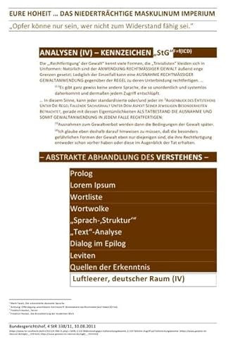 ANALYSEN / EURE HOHEIT … DAS NIEDERTRÄCHTIGE MASKULINUM IMPERIUM – ANALYSEN (IV) – KENNZEICHEN „StG“: „Opfer könne nur sein, wer nicht zum Widerstand fähig sei.“