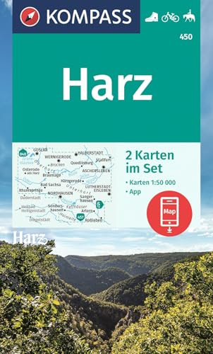 KOMPASS Wanderkarten-Set 450 Harz (2 Karten) 1:50.000: inklusive Karte zur offline Verwendung in der KOMPASS-App. Fahrradfahren. Reiten