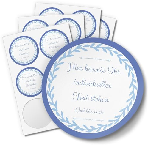 24 PERSONALISIERTE runde Etiketten mit Motiv: Schlichtes Blau - Ihre Aufkleber online selbst gestaltet, ganz individuell