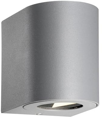 Nordlux CANTO 2 LED Outdoor Wandleuchte, IP44, 12W 2700K 500lm 2x120°, Grau, Aluminium, Rund, 8,7/10,4/10 cm