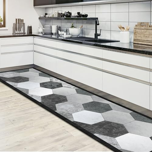 CREARREDA Tappeto Cucina in Vinile Passatoia Cucina Tappetino da Cucina Antiscivolo Lavabile con un Panno con Stampa 100% Made in Italy
