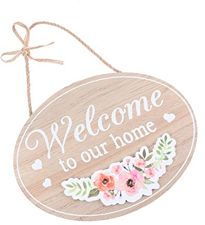 - Targa in legno con scritta in inglese Welcome to Our Home, da appendere, in legno, per decorare la casa e la porta d'ingresso