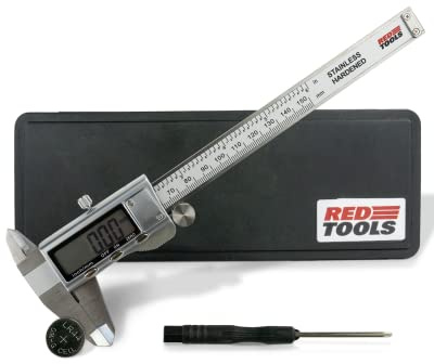 Red Tools Digitaler Messschieber - Schieblehre - Messwerkzeug mit LCD-Display, Mini-Schraubendreher & Batterie - Messgerät - 0-150 mm / 0-6 Zoll
