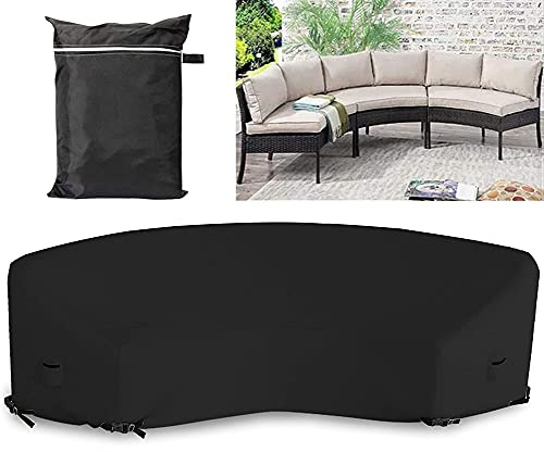 Garden Furniture Covers COOSOO Outdoor Patio Sectional Curved Sofa Protector Covers Waterproof Heavy Duty 420D Oxford Fabric Half-Moon Sofa Sets Windproof Anti-UV (Black, 483x110x92cm/90x43x36in)