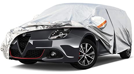 Kayme Autoabdeckung Wasserdicht Atmungsaktiv Passend für 2010-2024 Alfa Romeo Giulietta, Vollgarage Autoplane für Regen Sonne Staub Schutz,Auto Abdeckplane Faltgarage Abdeckung(3-7 Tage liefern)
