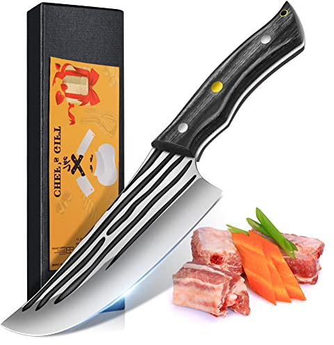 Home Safety Coltello da Macellaio, Coltello da Cucina Professionale 17cm per Disossare Forgiato a Mano per Carne Verdure Coltello per Grigliare all'aperto con Manico Ergonomico in Legno