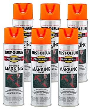 Rust-Oleum 2554838-6PK Professional Inverted Marking Spray Paint, Fluorescent Orange, 15 Ounce (Pack of 6)