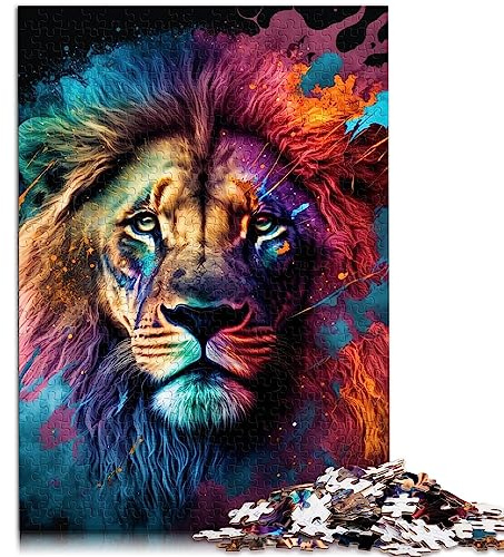 Puzzle de 1000 pièces pour Adultes, Peinture de Lion coloré, Carton de qualité supérieure, emboîtement précis, Cadeaux pour Adultes, 26x38cm