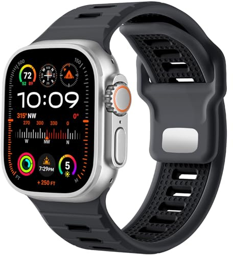 CeMiKa Correa Sport Compatible con Correas Apple Watch Ultra 3/Ultra 2/Ultra 49mm 44mm 46mm 45mm 42mm Hombres, 26mm Band de Repuesto Ajustable de Silicona para iWatch Series 11 10 9 8 7 SE 6 5 4 3 2 1