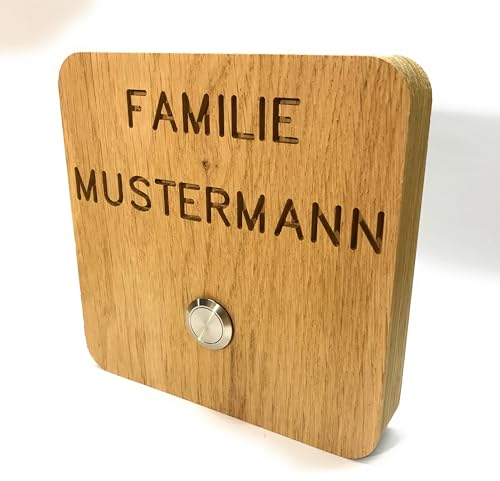 Klingelschild mit Namen aus Holz