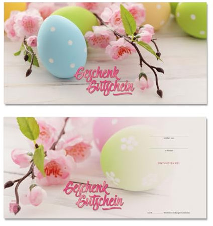 GESCHENKGUTSCHEINcom by POS-HAUER. 10 Gutscheine, blanko zum selber Ausfüllen. Für Ostern Osterfest.