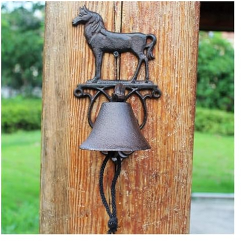 yinjieEUR Türklinge,Türglocke Gusseisen, Pferd Rustikale Metall Wand Tür Glocke Antike Hardware Große Tier Klassische Abendessen Glocke Geeignet for Innenhof Villa Bauernhof