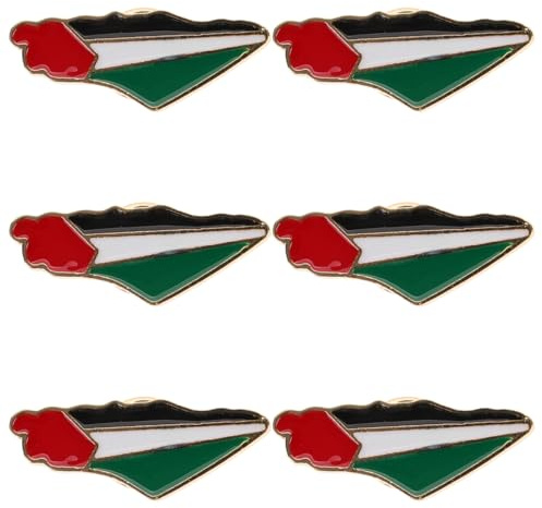 SHERCHPRY Palästina-Flaggen-Pin 6 Stück Anstecknadel Aus Metall Länderflaggenbrosche Dekorative Broschennadel Für Kleidung Schal Und Tasche Patriotisches Accessoire