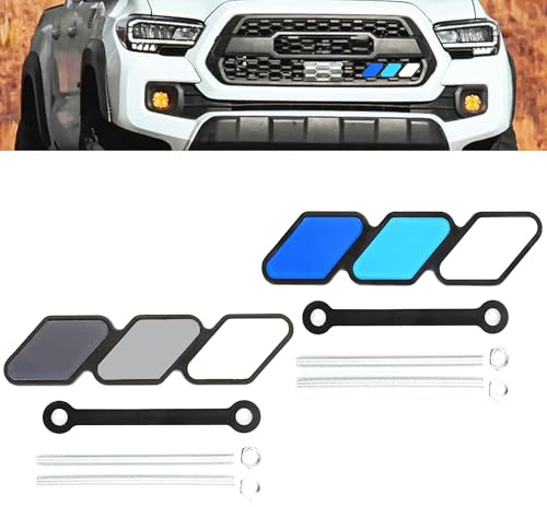 LONGHAO 2 st bilkylargrill insats trimtillbehör kylargrill emblem dekoration bildekal emblem för kylargrill 3 färger kylargrill märke grillemblem, för bil (noir et bleu)